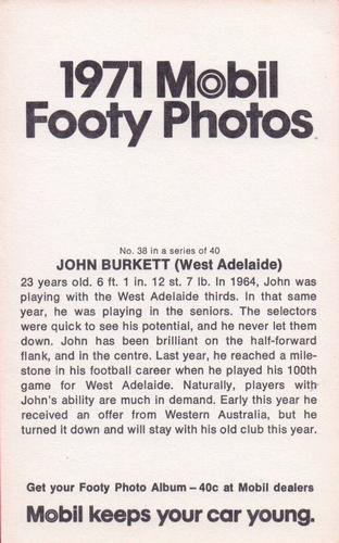 1971 Mobil Footy Photos SANFL #38 John Burkett Back